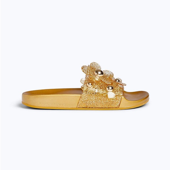 Marc Jacobs Shoes - Marc Jacobs Gold Daisy Slides - 9